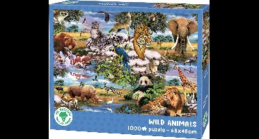Mr. Broccoli Puzzel 1000 Stukjes Volwassenen - Wild Animals Safari - Legpuzzel Wildlife - FSC® - Dieren Collectie - 68 x 48 cm