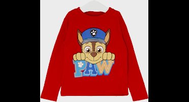 Paw Patrol Shirt - Lange mouw - Chase - Rood - Maat 110 (5 jaar)
