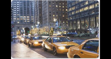 Muismat XXL 120x80 cm - Bureau onderlegger - Bureau mat New York - Taxi - Nacht - Bureaumat - Gaming mousepad xl - Bureaulegger groot - Computer deskmat