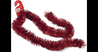 Kerstslinger - rood - folie lametta - 180 x 7 cm - kerstboom versiering / guirlandes - kerstversiering