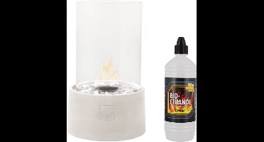 Leeff - Wit - Sfeerhaard - Tafelhaard - met fles Bio Ethanol 1 liter - vaderdag cadeau