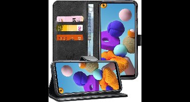 Hoesje geschikt voor Samsung Galaxy A21s - Book Case Kunstleer Pasjeshouder Zwart