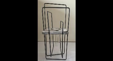 3 stuks reageerbuisvaasjes met houder van hout en metaal - Countryfield