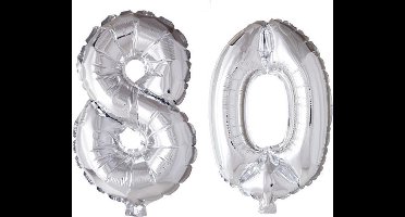 Folieballon 80 jaar zilver 86cm