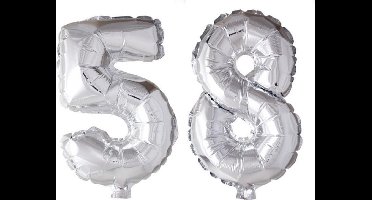 Folieballon 58 jaar zilver 86cm