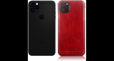 Rood hoesje van Pierre Cardin - Backcover - iPhone 11 Pro Max - Genuine leather - Echt Leer