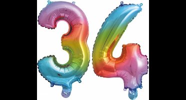 Folieballon nr. 34 Regenboog 86cm