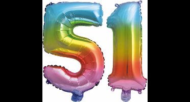 Folieballon nr. 51 Regenboog 86cm