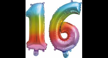Folieballon nr. 16 Regenboog 86cm