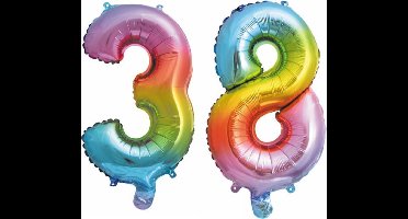 Folieballon nr. 38 Regenboog 86cm