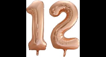 Folieballon nr. 12 Rosé Goud 86cm