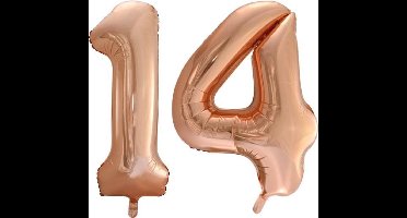 Folieballon nr. 14 Rosé Goud 86cm