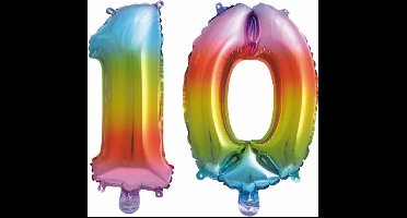 Folieballon nr. 10 Regenboog 41cm