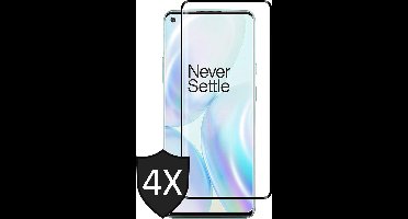 Screenprotector geschikt voor OnePlus 8 - Full Screen Protector Glas - 4 Stuks