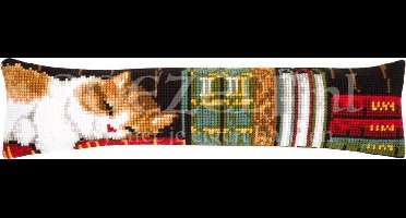 Vervaco - Kruissteektochtmat kit - Slapende kat in boekenrek - PN-0148238 - Borduren - Borduurpakket - Borduurpakket volwassenen - Borduurpakket kind