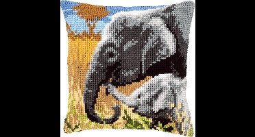 Vervaco - Kruissteekkussen kit - Olifantenliefde - PN-0146813 - Borduren - Borduurpakket - Borduurpakket volwassenen - Borduurpakket kind
