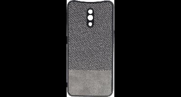 Shop4 - Oppo Reno Z Hoesje - Harde Back Case Denim en Leer Grijs