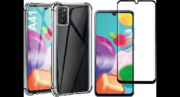 Hoesje geschikt voor Samsung Galaxy A41 - Transparant Shock Proof Case + Screen Protector Full