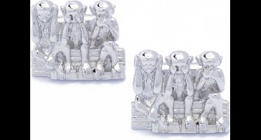 Manchetknopen - Drie Apen Horen Zien Zwijgen Zilver