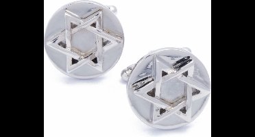 Manchetknopen - Ster Davidsster Rond Zilverkleur