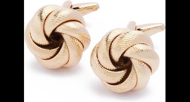 Manchetknopen - Ronde Knoop Bloem Rose Goud