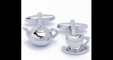 Manchetknopen - Theepot en Theekopje Zilverkleurig