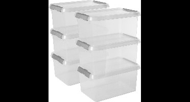 Sunware Comfort Line opbergbox 6L - Set van 6 - 30x20x14.5 cm - Transparant