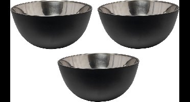 Svenska Living - 3x - Kommetjes/schaaltjes - mat zwart - RVS - D19 x 9.5 cm - serveerschalen