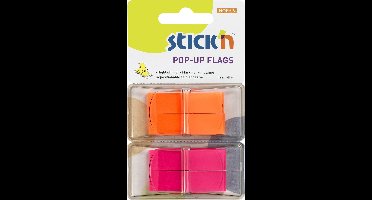 Stick'n Index tabs - 45x12mm, neon 2x oranje & 2x magenta, 160 sticky tabs