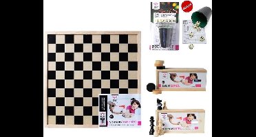 Longfield Games Compleet dam/schaakbord met schaakstukken en damstenen + gratis compleet dobbelset