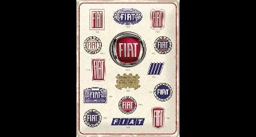 Fiat - Logo Evolution. Metalen wandbord in reliëf 30 x 40 cm