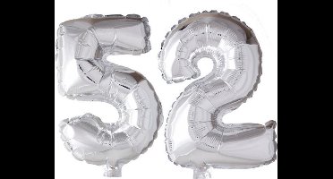 Folieballon 52 jaar zilver 86cm
