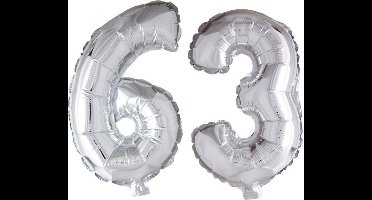 Folieballon 63 jaar zilver 86cm