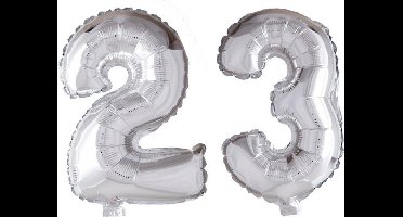 Folieballon 23 jaar zilver 86cm