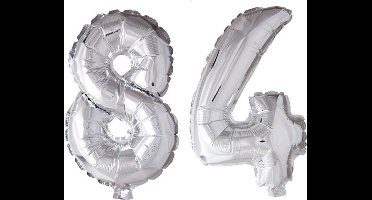 Folieballon 84 jaar zilver 86cm