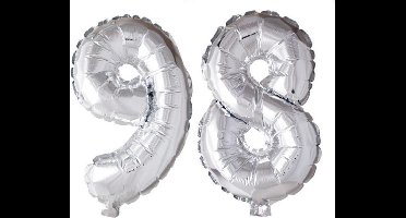 Folieballon 98 jaar zilver 86cm