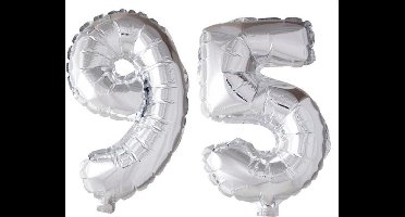 Folieballon 95 jaar zilver 86cm