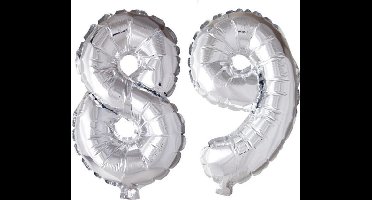 Folieballon 89 jaar zilver 86cm