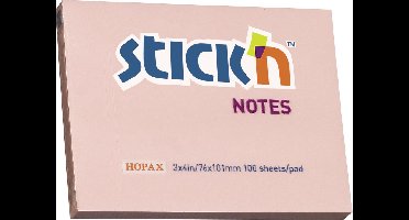 Stick'n sticky notes - 76x102mm, pastel roze, 100 memoblaadjes