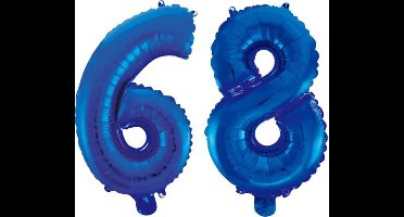 Folieballon 68 jaar blauw 86cm