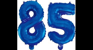Folieballon 85 jaar blauw 86cm