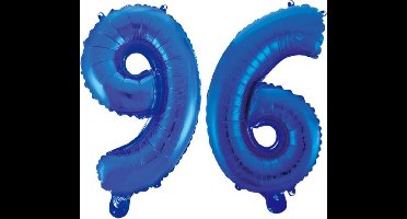 Folieballon 96 jaar blauw 86cm