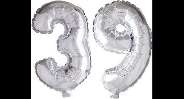 Folieballon 39 jaar zilver 41cm