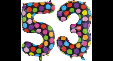 Folieballon 53 jaar stippen 86cm