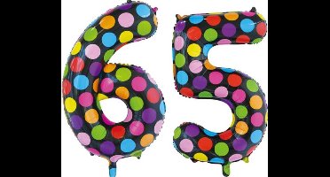 Folieballon 65 jaar stippen 86cm