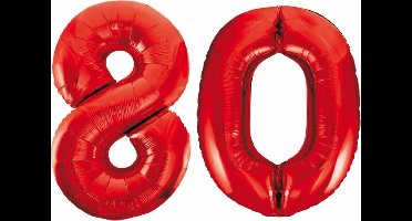 Folieballon 80 jaar rood 86cm