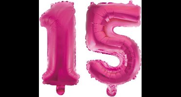 Folieballon 15 jaar roze 86cm