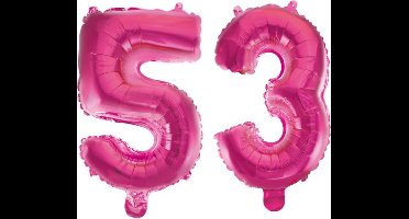Folieballon 53 jaar roze 41cm
