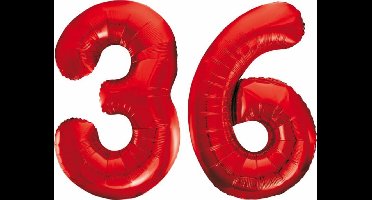 Folieballon 36 jaar rood 86cm