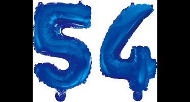 Folieballon 54 jaar blauw 86cm